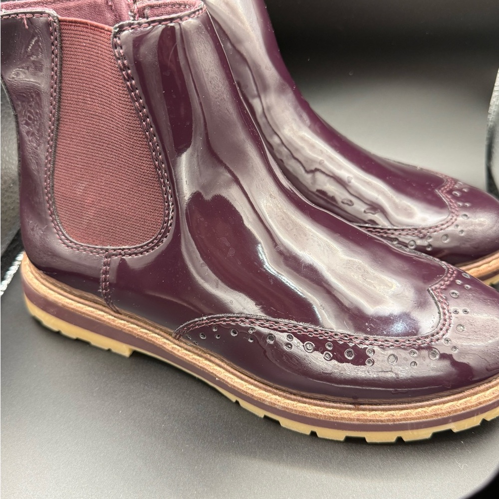 ZARA Plum/Burgundy Patent Leather Boots